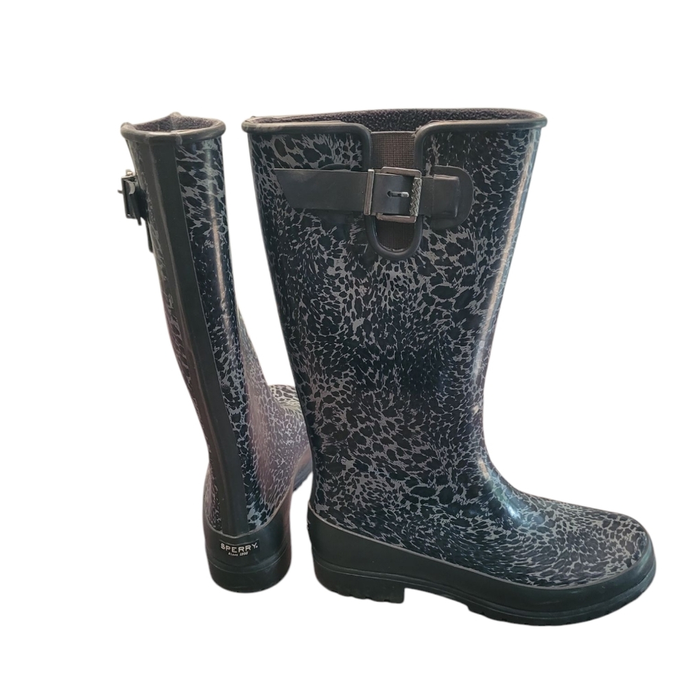 Sperry Black Winter Rain Boots with Adjustable Buckle - Picture 4 of 9